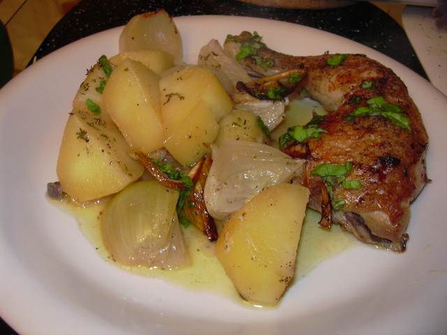 Griechische Haehnchen-Zitronen Pfanne